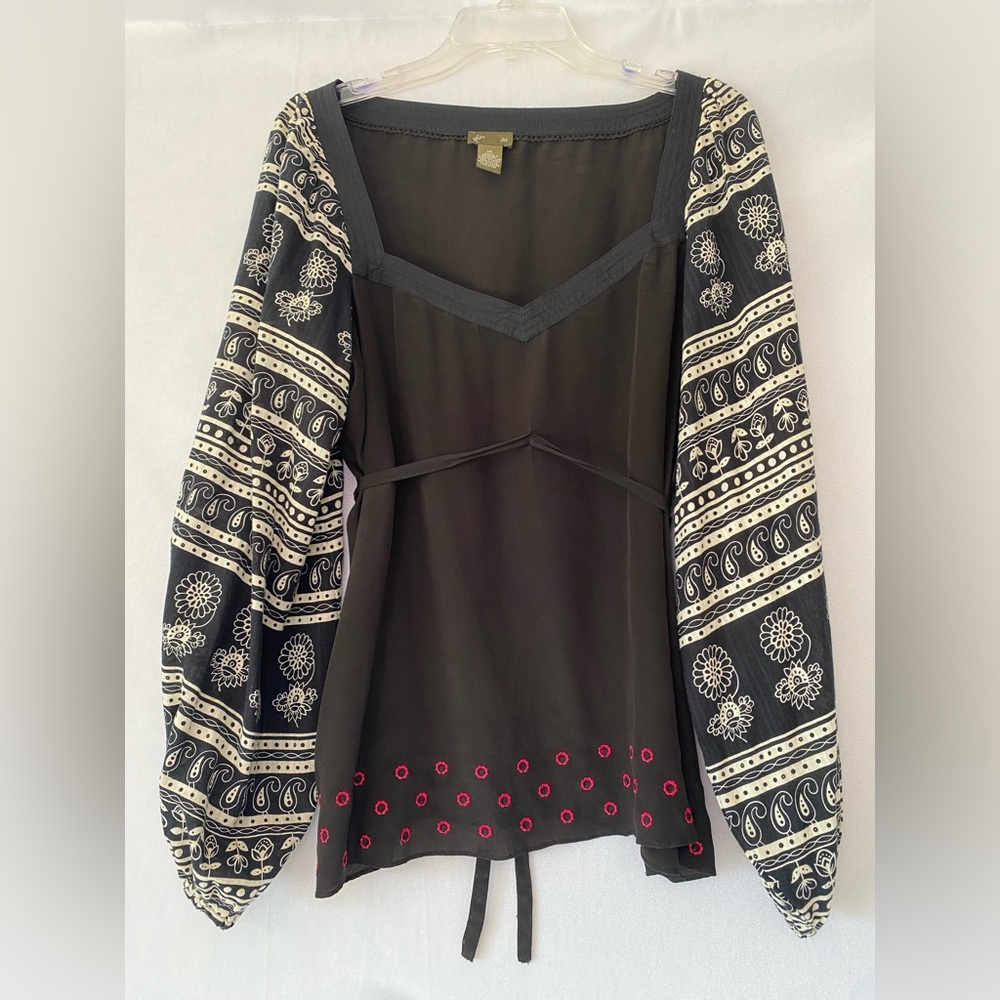 FEI Anthropologie Silk Boho Blouse 14